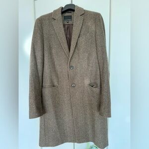 Banana Republic Melton Wool Overcoat - Medium - brown herringbone